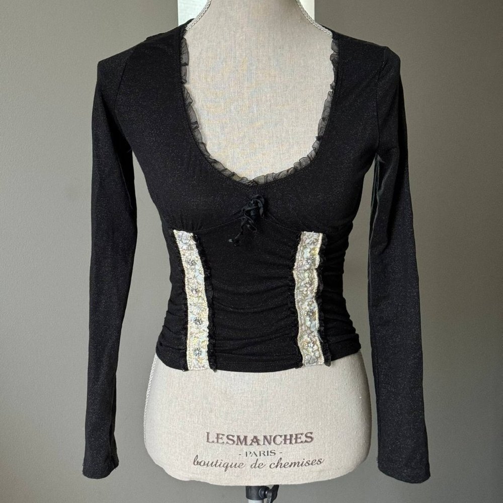 VINTAGE Sparkly Ruched Top - Size XS/S